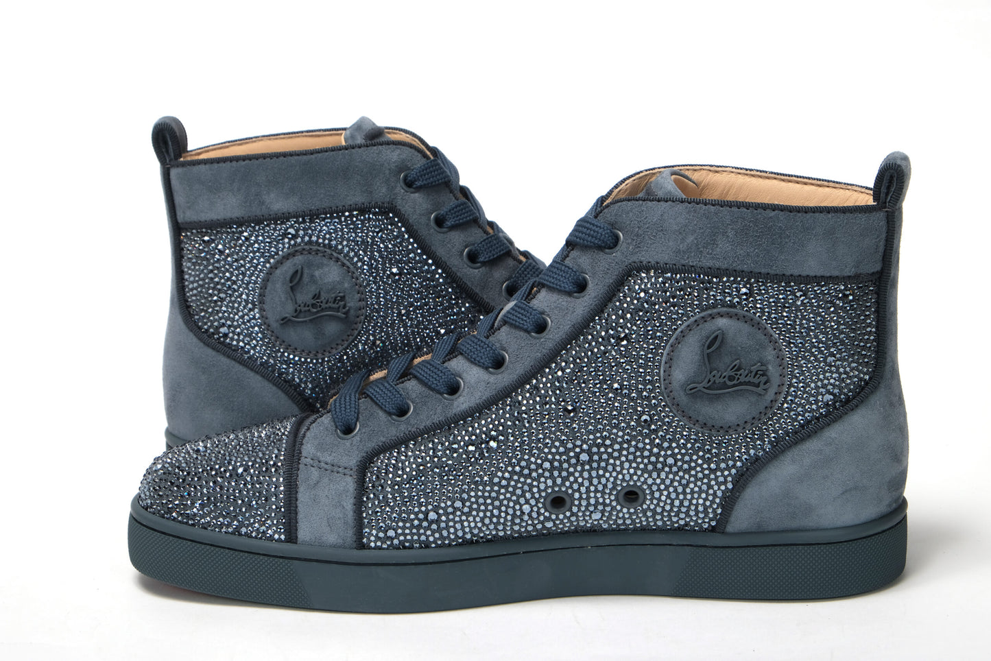 Christian Louboutin Blue Louis Junior Spikes Sneaker Schuhe