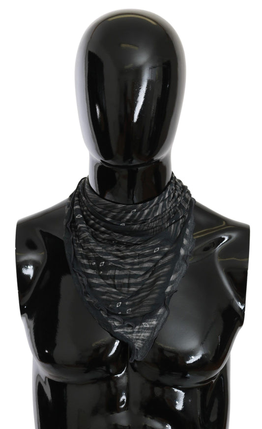 Costume National Black Grey Viscose Foulard Brand Scrice
