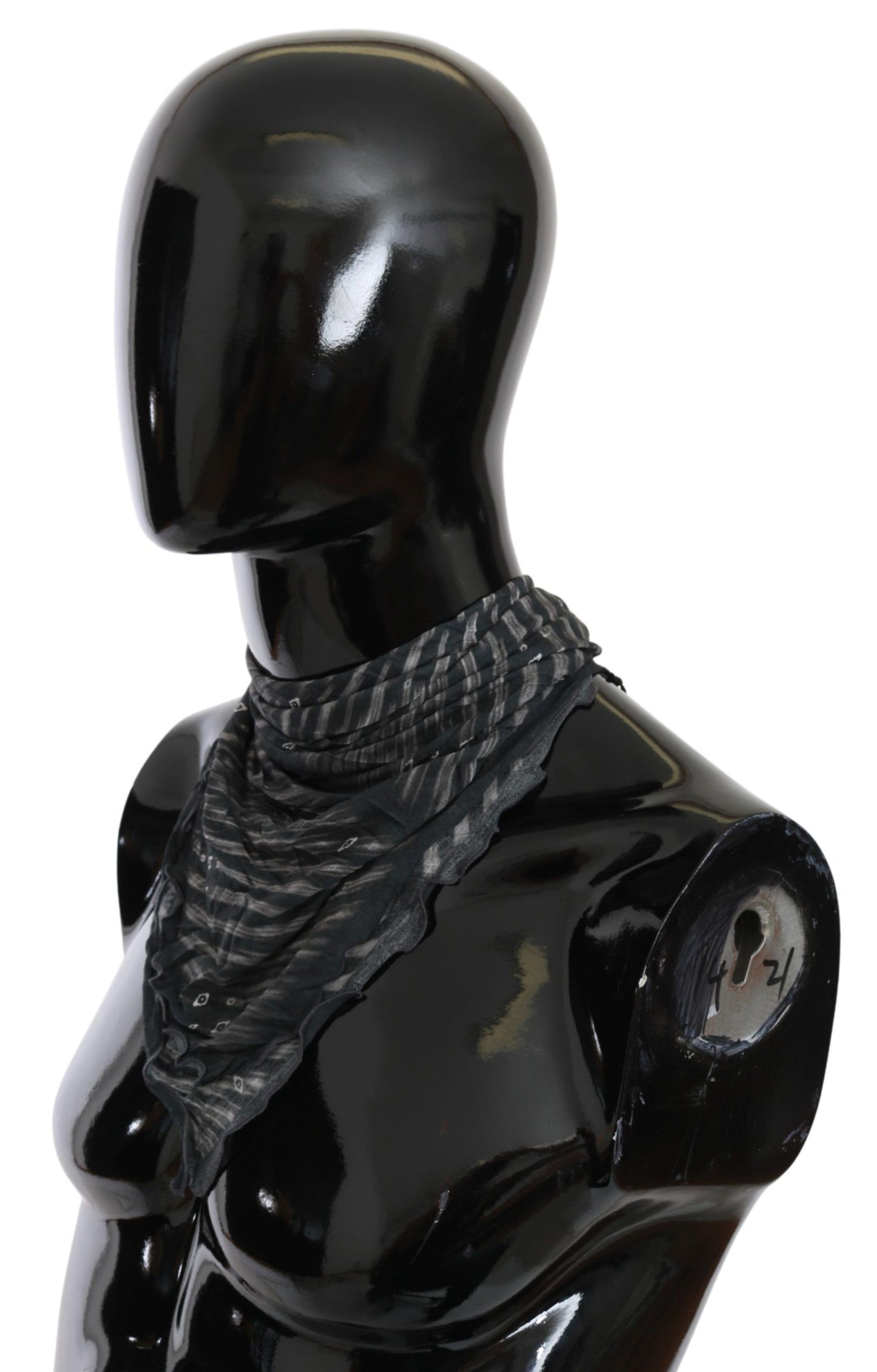 Costume National Black Grey Viscose Foulard Scarf de marque