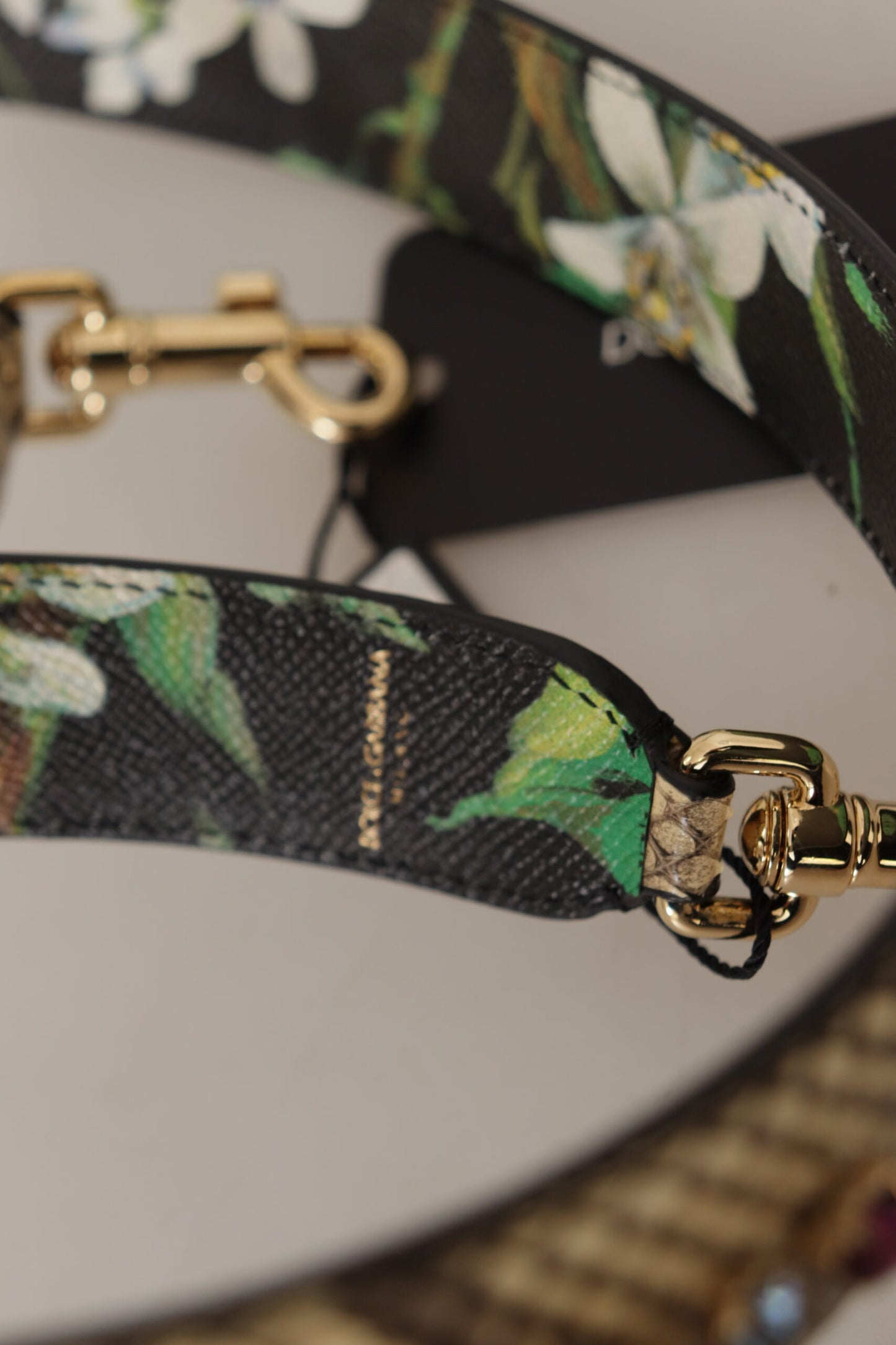 Dolce & Gabbana Beige exotische Lederkristalle reversibler Schultergurt
