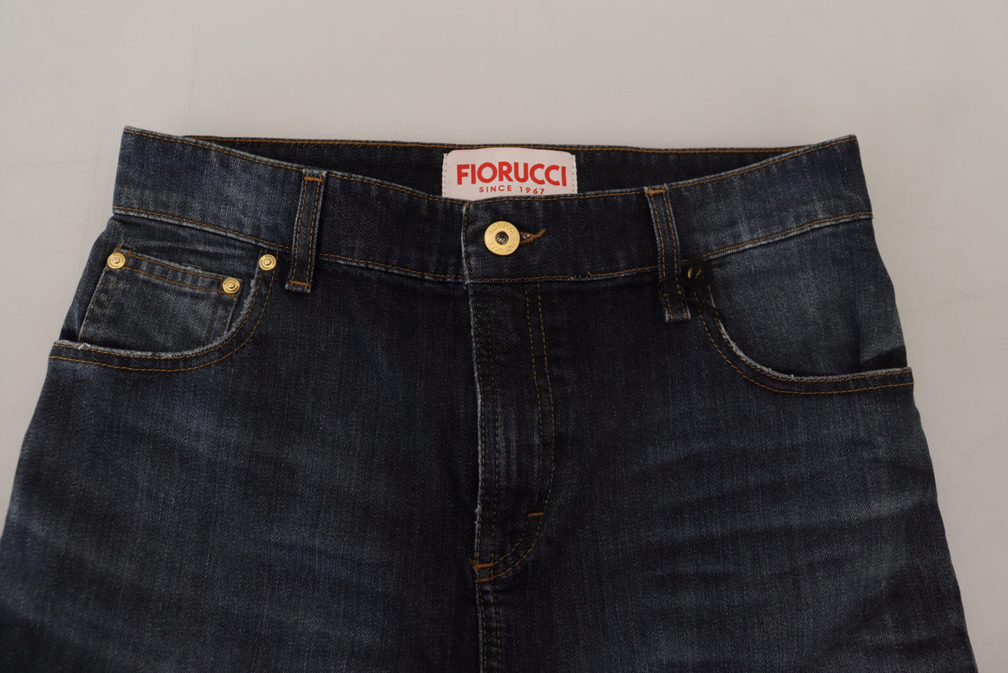 Fiorucci dunkelblau gewaschen mit mittlerer Taille Stifte geschnittener Jeansrock
