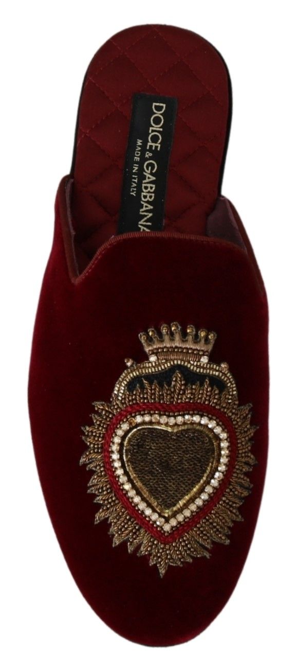 Dolce & Gabbana Red Velvet Sacred Heart ricami Shides Scarpe