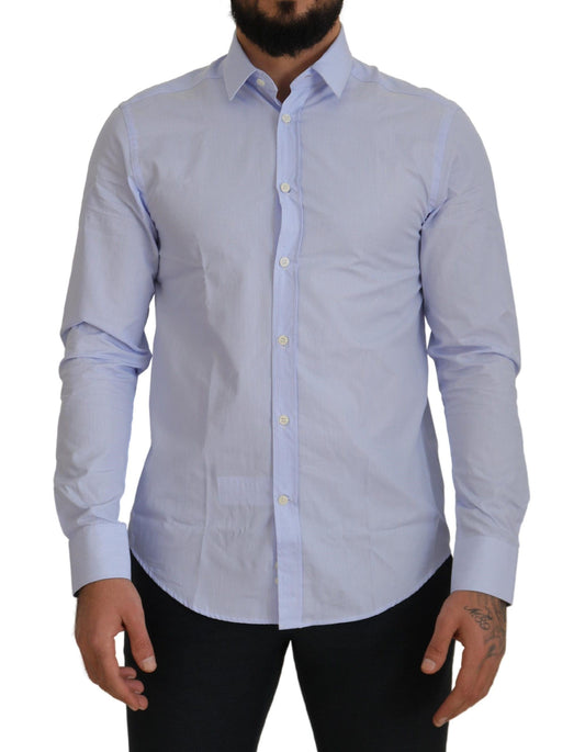 Versace Kollektion hellblau Baumwoll -formale Männerhemd