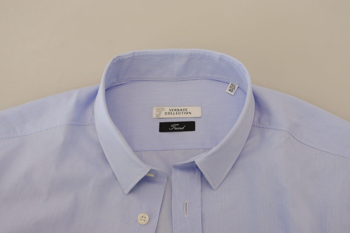 Versace Kollektion hellblau Baumwoll -formale Männerhemd