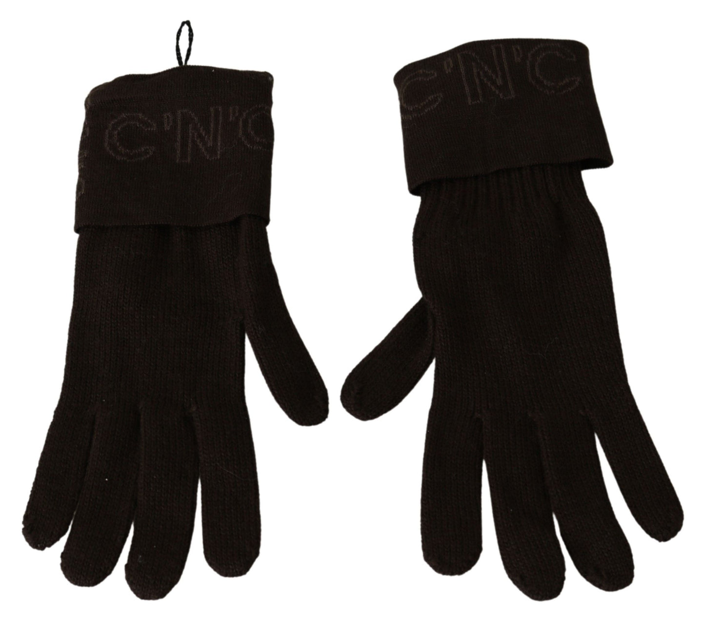 Costume National Brown Wool tricoté des gants de longueur de poignet une taille
