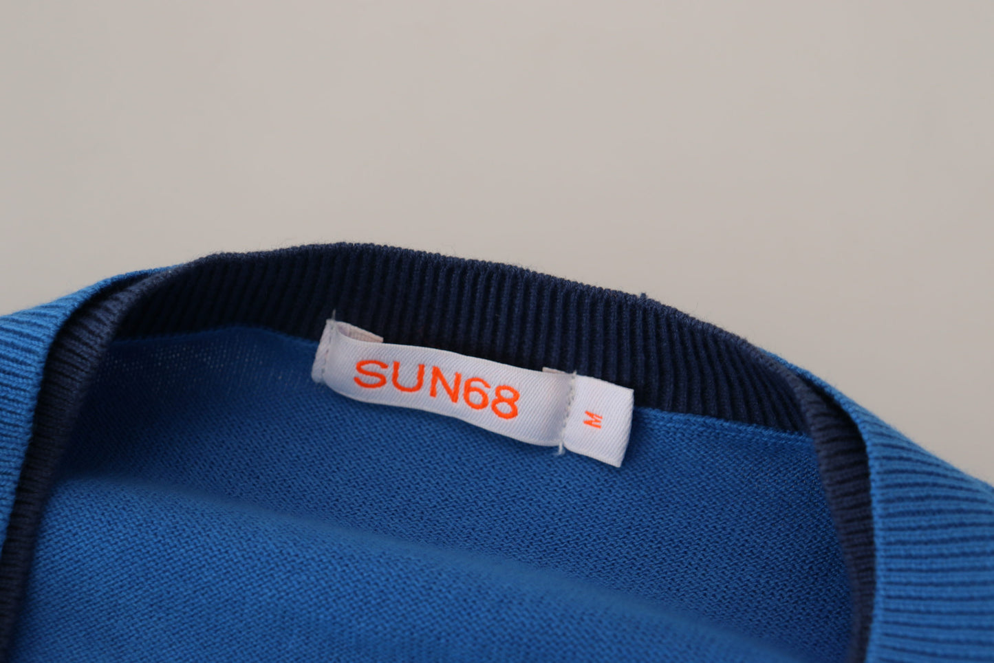 Sun68 Blue Cotton V-Ausschnitt Strick Männer Pullover Pullover