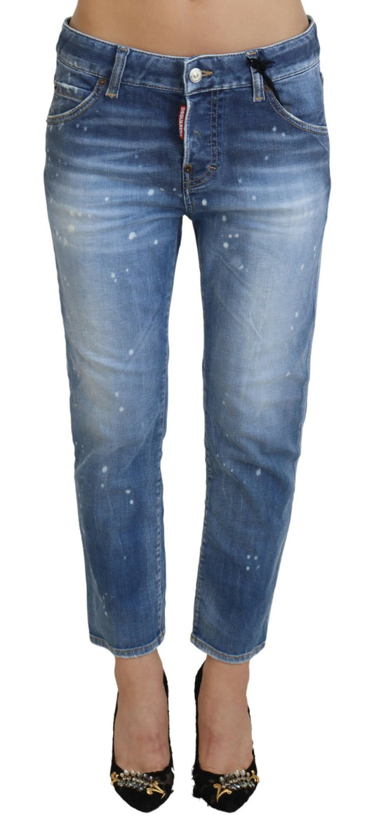 DSquared² Coton bleu taille basse jeans de la fille fraîche et fraîche
