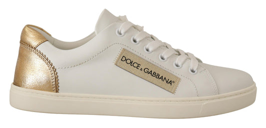 Dolce & Gabbana White Gol en cuir bas baskets