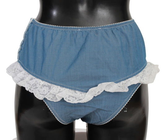 Ermanno Scecto Blue Cotton en dentelle de dentelle de bottoir en bas des sous-vêtements