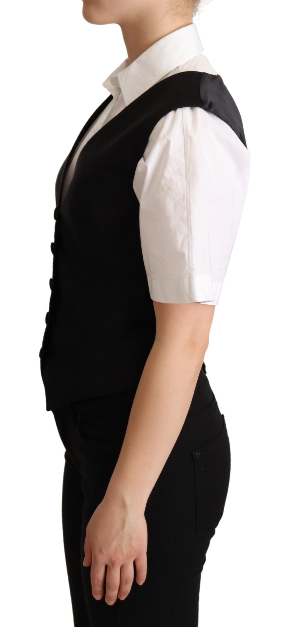 Dolce & Gabbana Black Silk Sans manche sans gilet