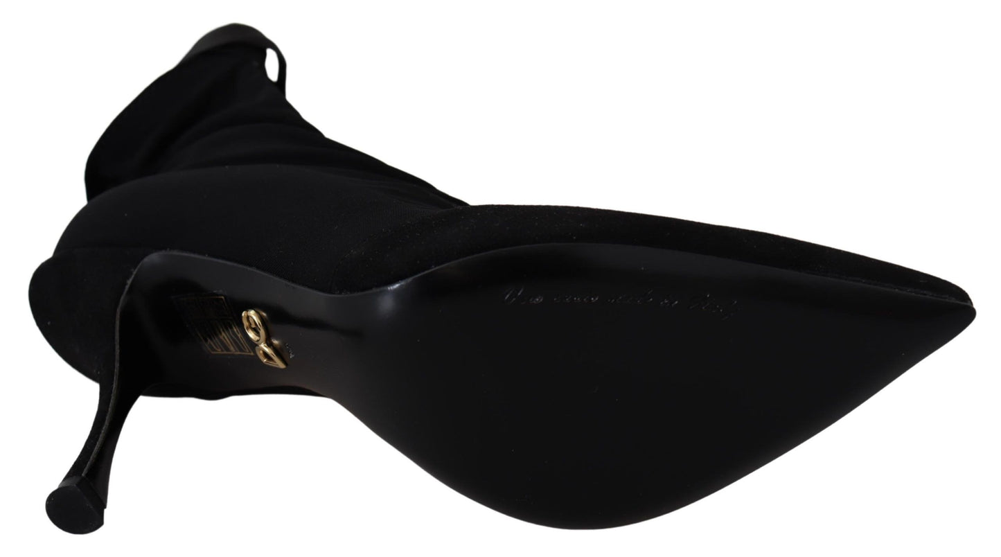 Dolce & Gabbana Black Stretch Kurzer Knöchelstiefel Schuhe
