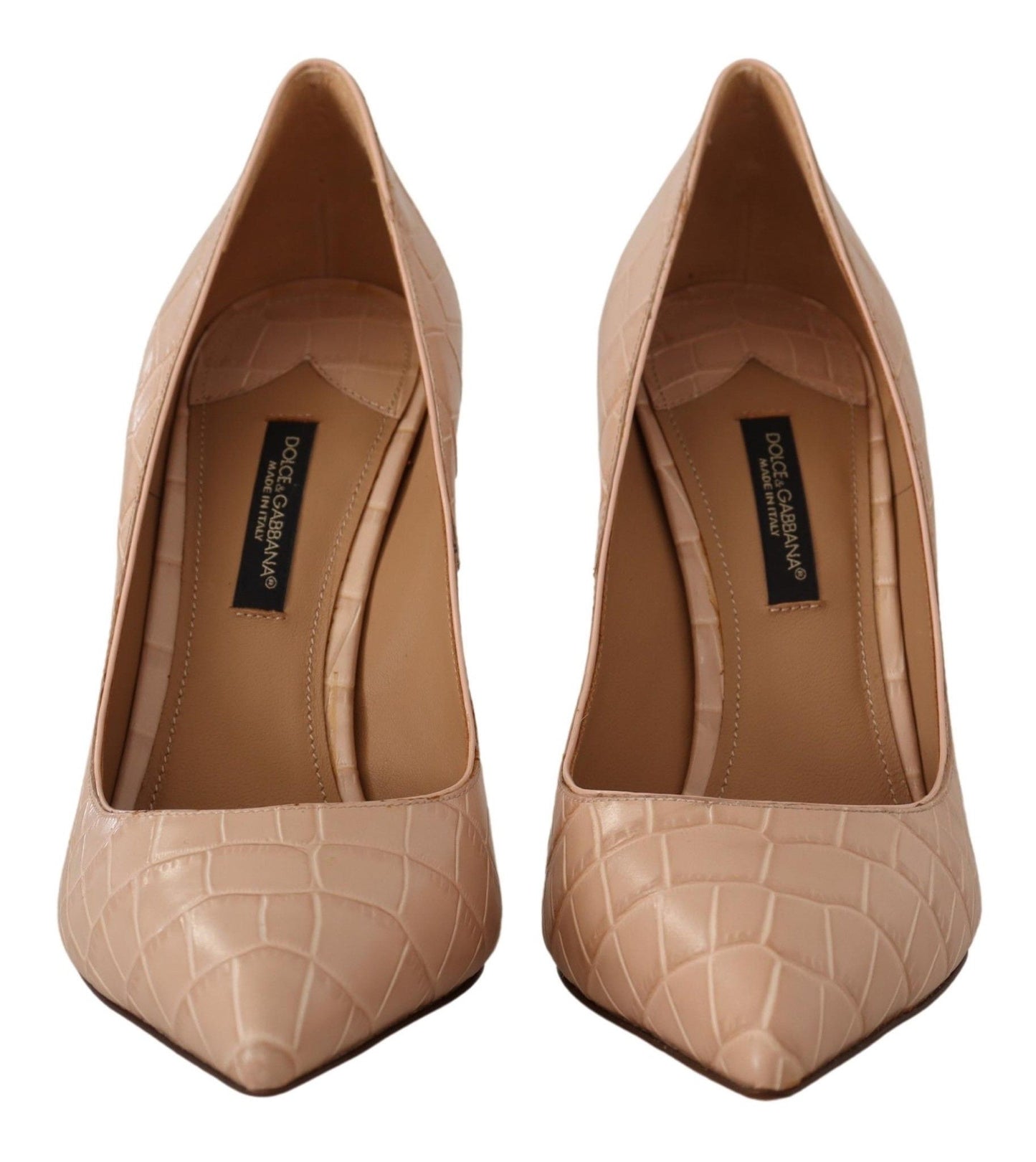 Dolce & Gabbana Beige Leather Bellucci Teli Pompe scarpe