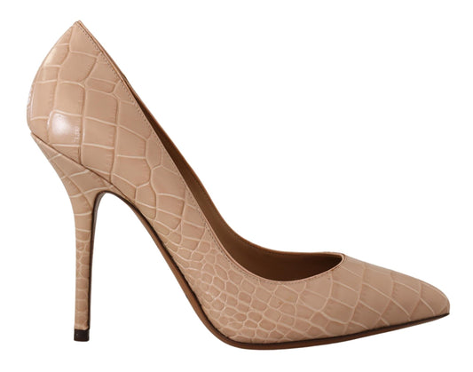 Dolce & Gabbana Beige Leder Bellucci Heels Pumps Schuhe Pumpen
