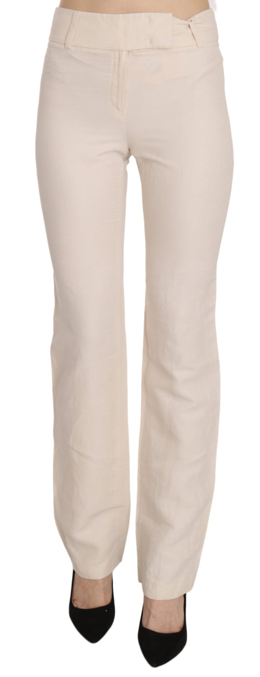 Lorbeer weiße Seidenmischung mit hoher Taille ausgestattete Kleiderhose Hosen Hosen
