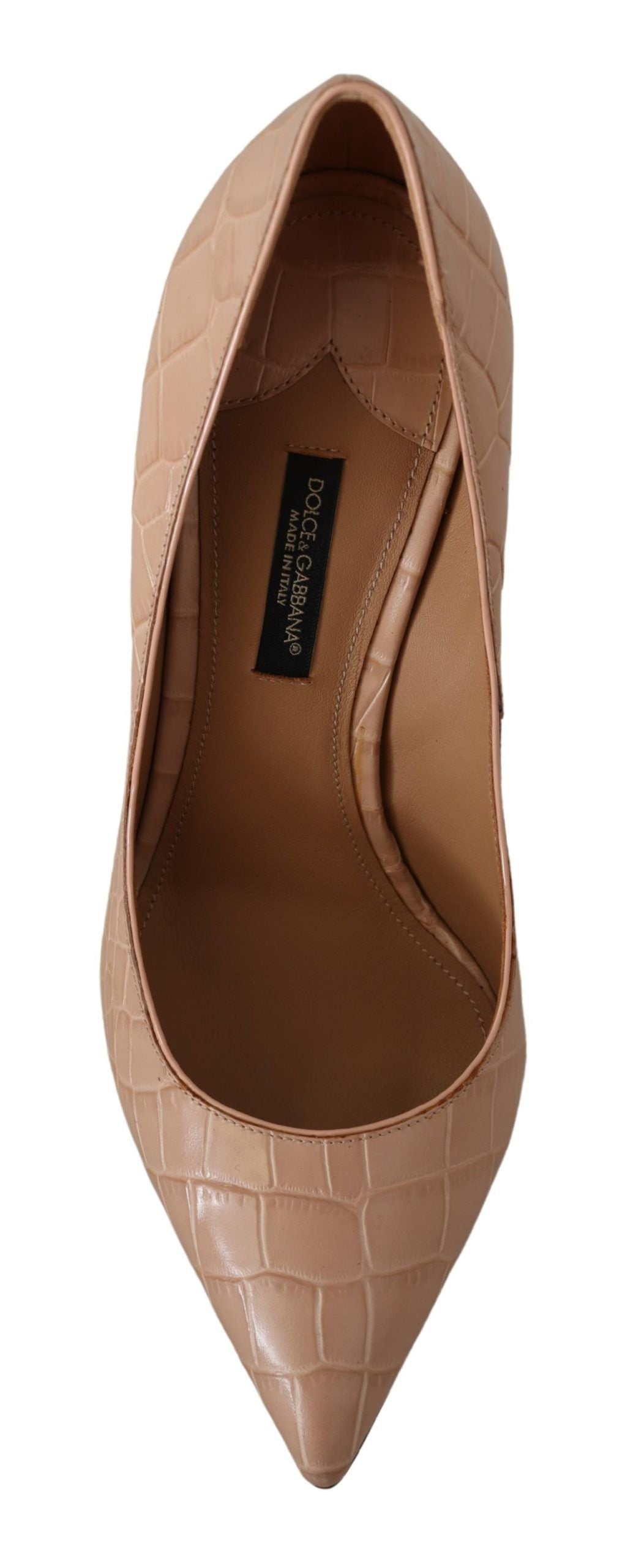 Dolce & Gabbana Beige Leather Bellucci Teli Pompe scarpe