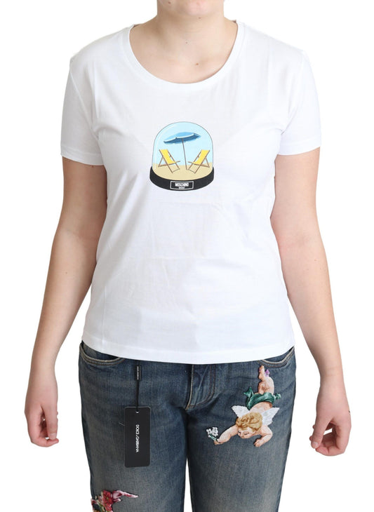 Moschino weiß bedruckte Baumwollkurzärmel Tops T-Shirt