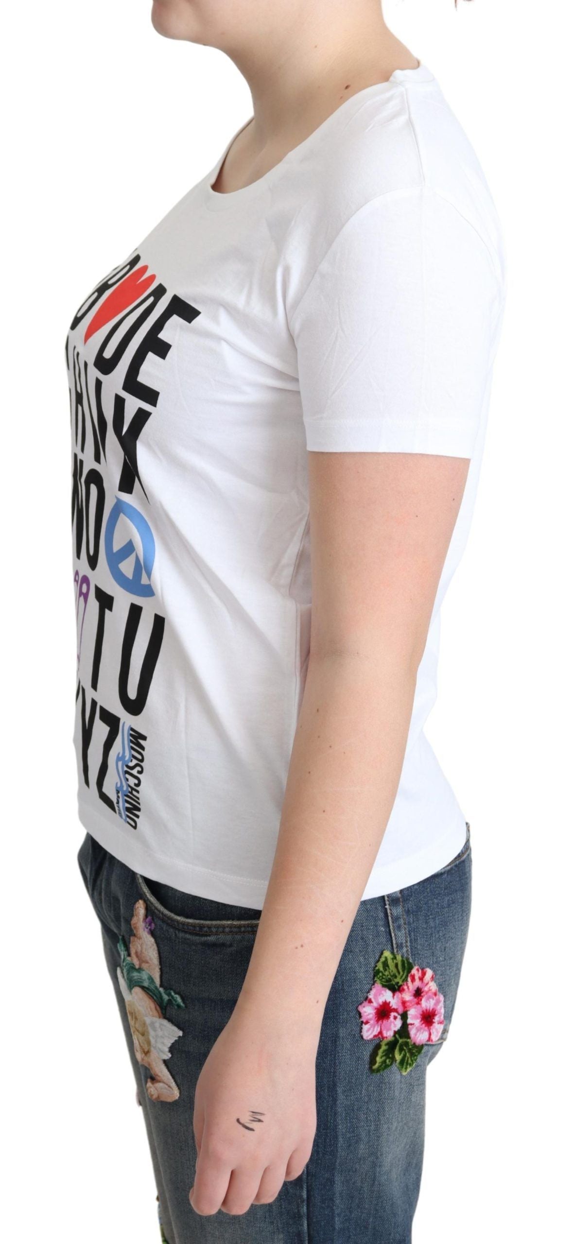 Moschino weiße Baumwoll Alphabet Buchstabe Drucktops T-Shirt