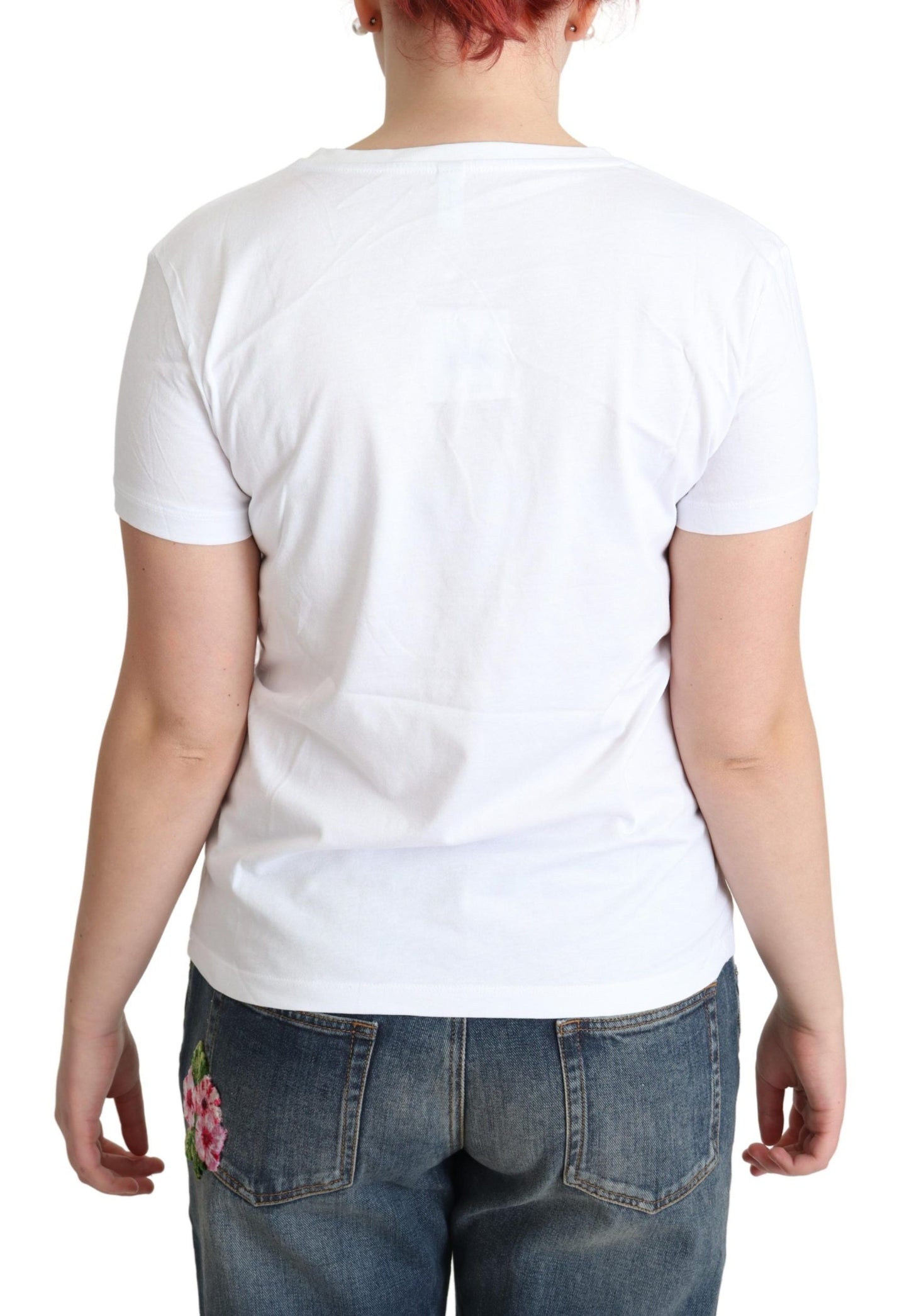 Moschino weiße Baumwoll Alphabet Buchstabe Drucktops T-Shirt
