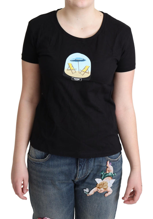 Moschino schwarz bedrucktes Baumwollkurzarm T-Shirt