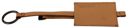 Kostüm National Beige Leder -Logo -Schlüsselringschlüsselkette
