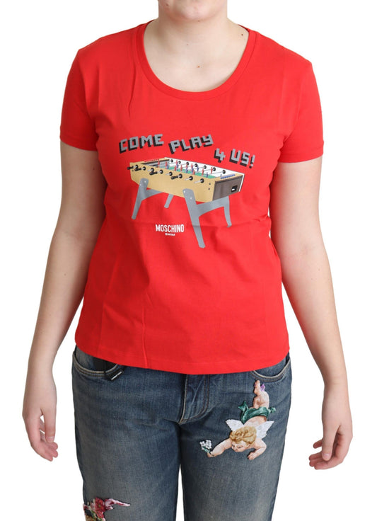 Moschino Red Cotton Come Play 4 US PRINT TOPS T-shirt