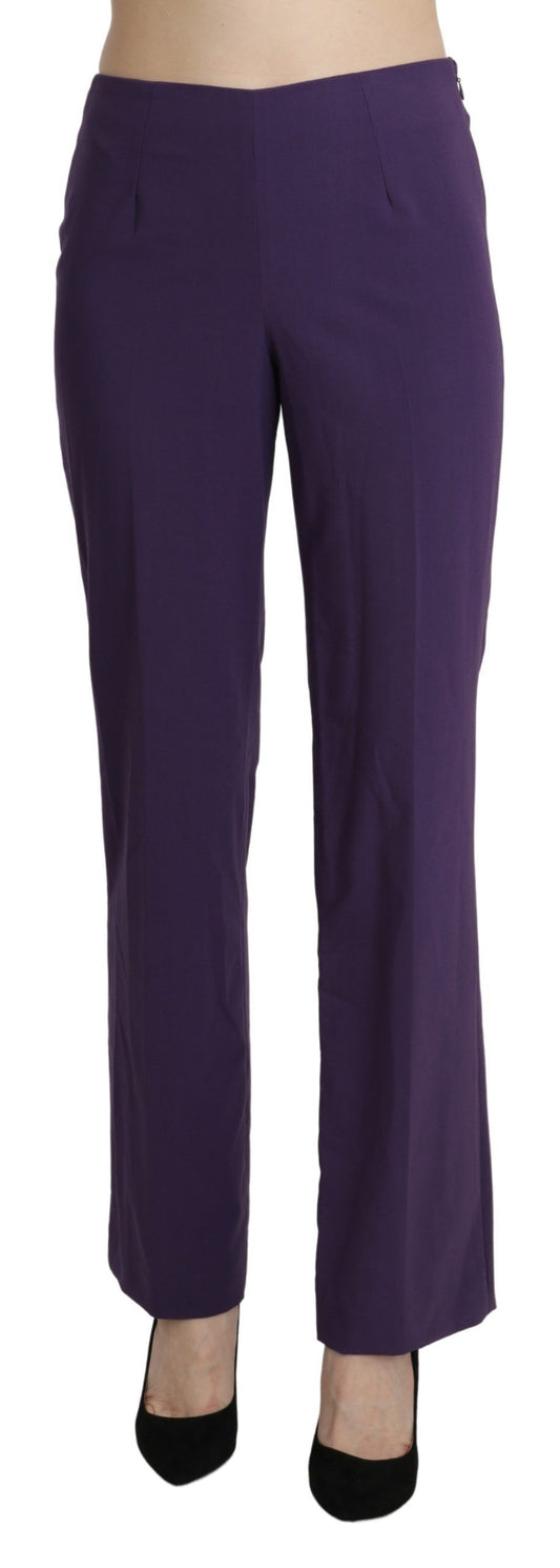 Benvenga pantalon de pantalon de robe droite de taille haute violet