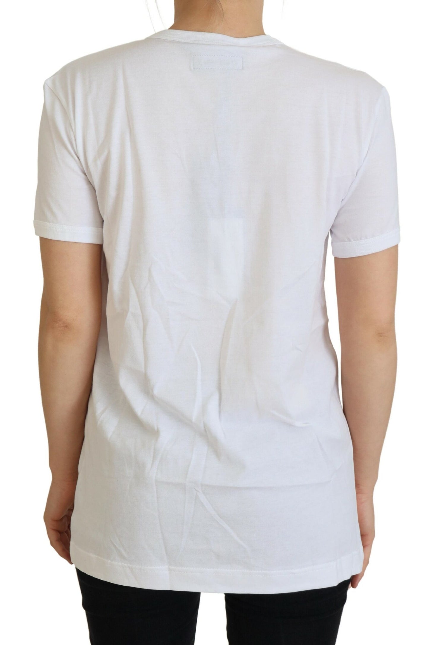 Dolce & Gabbana White #Dgfamily Crewneck Cotton T-shirt