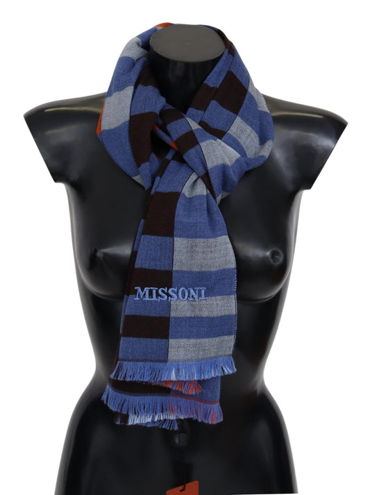 Missoni Multicolor Checkor Wool Unisexe Neck Wrap écharpe