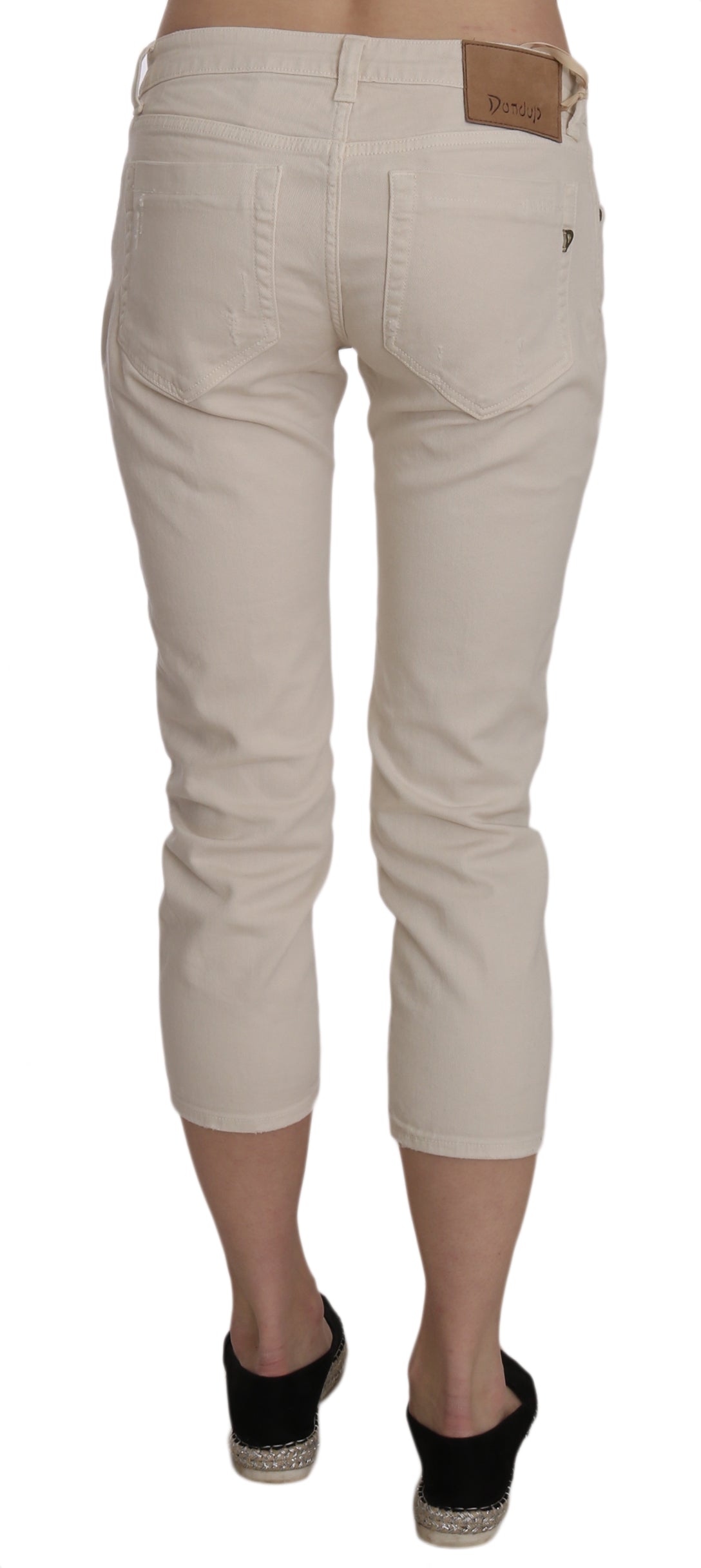 DonDup beige coton extension basse taille skinny skinny capri jean