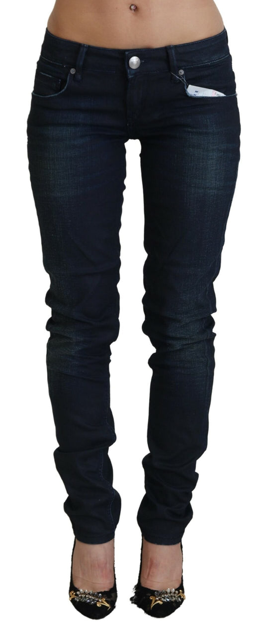 AchT Blue Low Taille Slim Fit Women Jeans Jeans