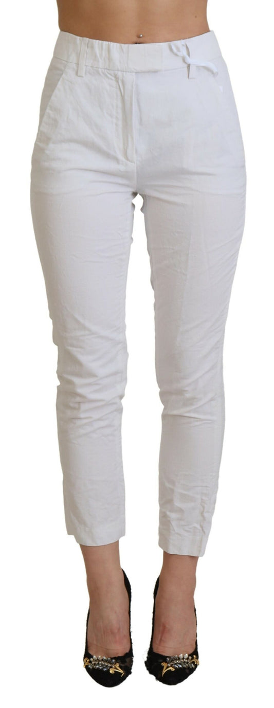 Pantalon féminin fuselé à taille haute blanc