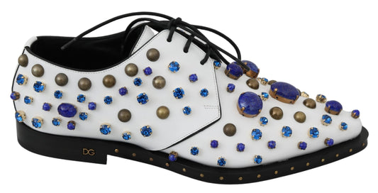 Dolce & Gabbana White en cuir cristaux robe chaussures de broque