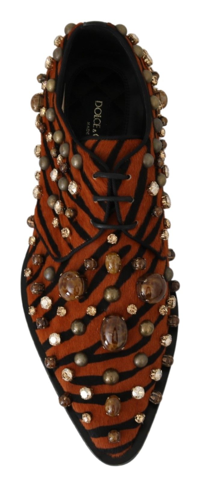 Dolce & Gabbana Orange Pony Haare Kristallkleid Broque Schuhe