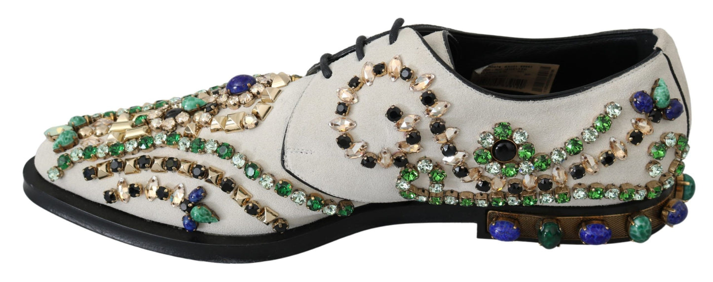 Dolce & Gabbana weiße Wildleder -Kristallkleiderbroque Schuhe