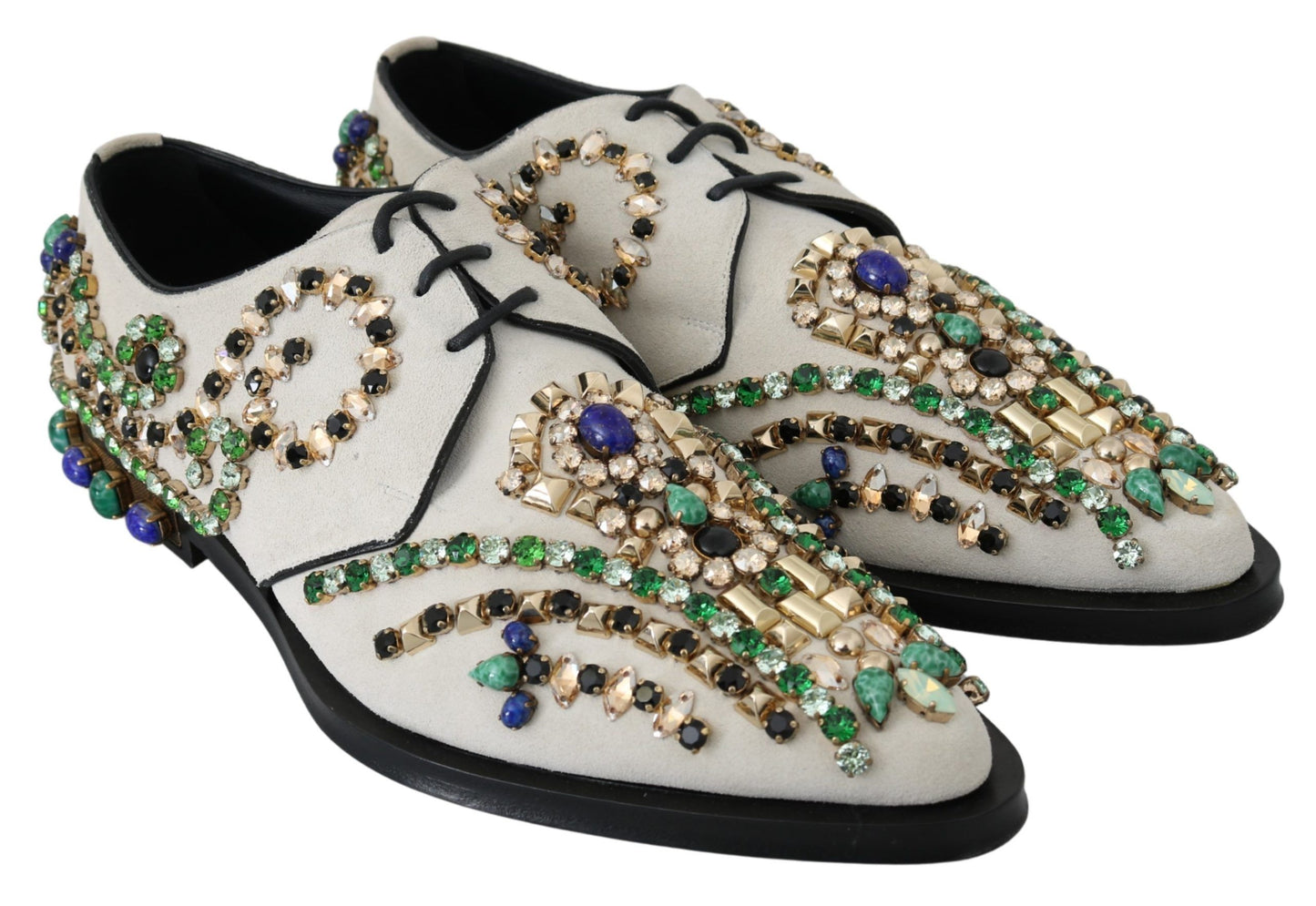 Dolce & Gabbana weiße Wildleder -Kristallkleiderbroque Schuhe