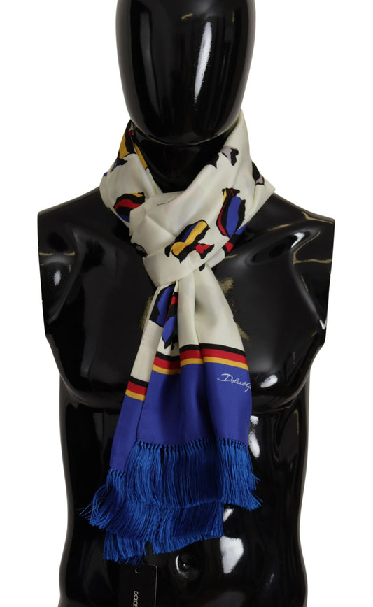 Dolce & Gabbana Multicolor Multicolor Stamping Scialle Avvolgimento del collo Fringa sciarpa