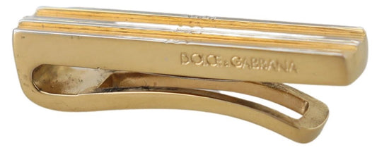 Dolce & Gabbana Gold Silver Brass Logo Men Tie Tip Clip