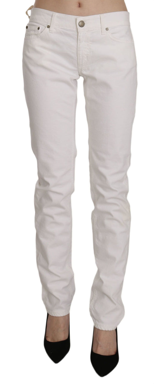 Dondup White Cotton Attrema magro pantaloni di jeans casual magro jeans