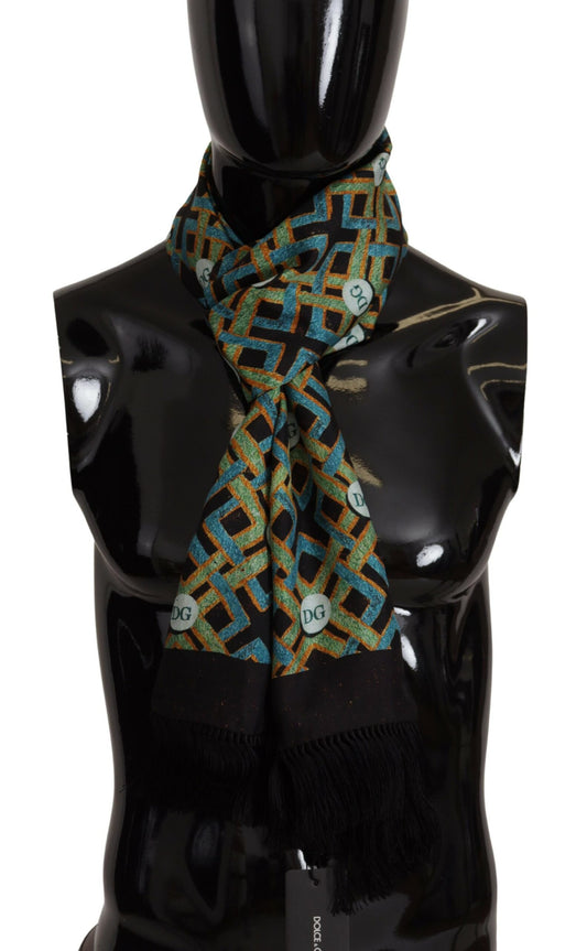 Dolce & Gabbana Multicolor DG Logo Schal warmer Hals Wrap Randschal