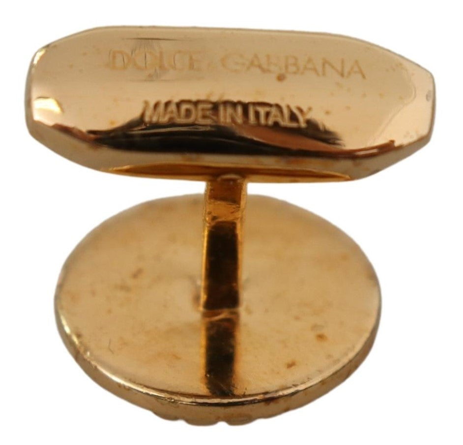 Dolce & Gabbana Gold Plated Messing Round Pin Männer Manschettenknöpfe
