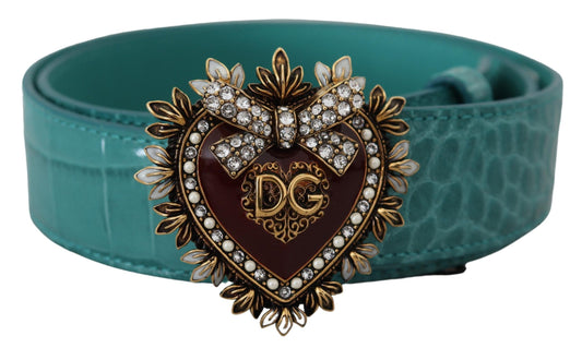 Dolce & Gabbana Blue Leder Gold Andotion Herzschnallen Gürtel