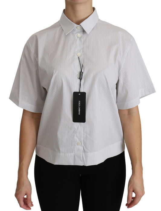 Dolce & Gabbana White Colled Short Short Shirt Top