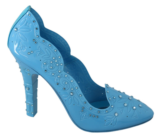 Dolce & Gabbana Blue Crystal Floral Cendrillon Talons chaussures