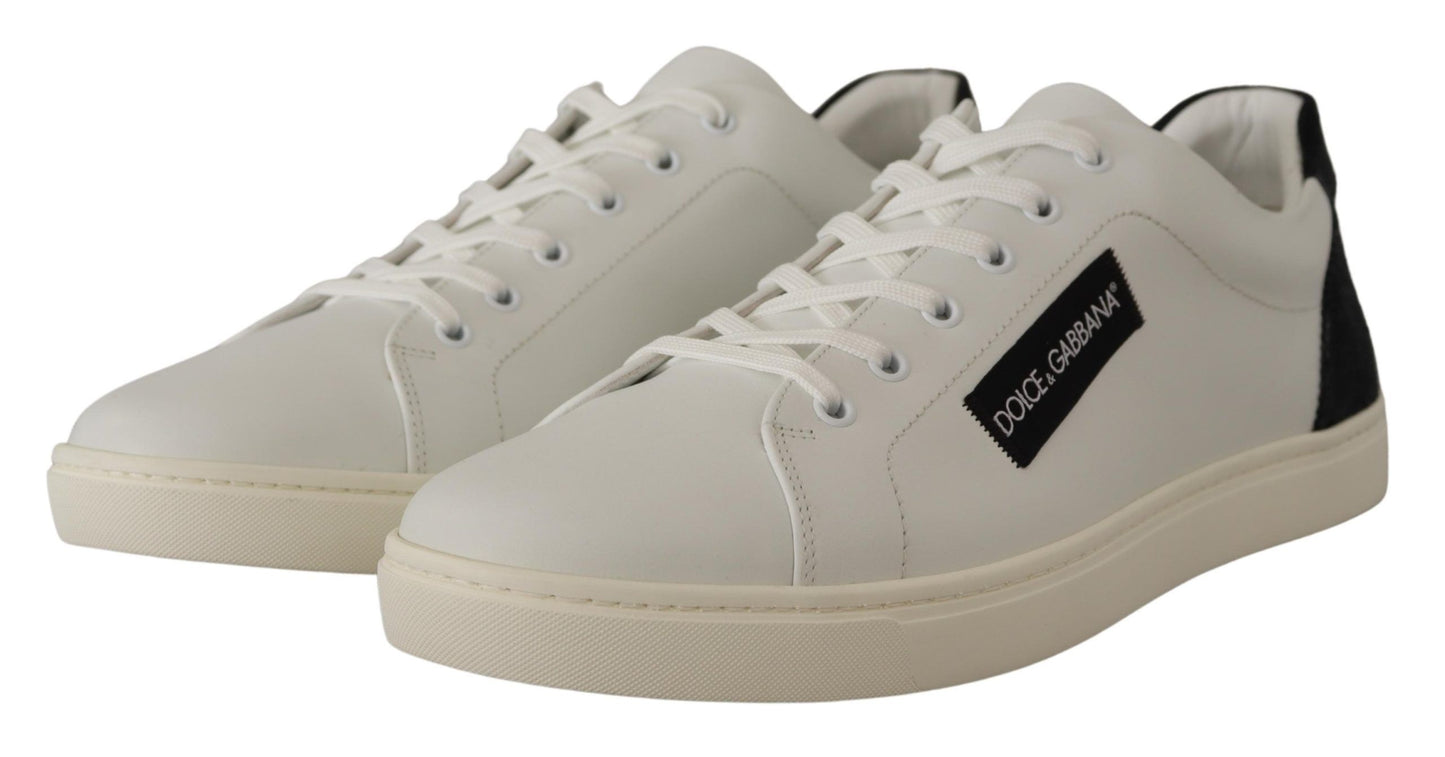 Dolce & Gabbana Weiß schwarzes Leder Low Schuhe Sneakers
