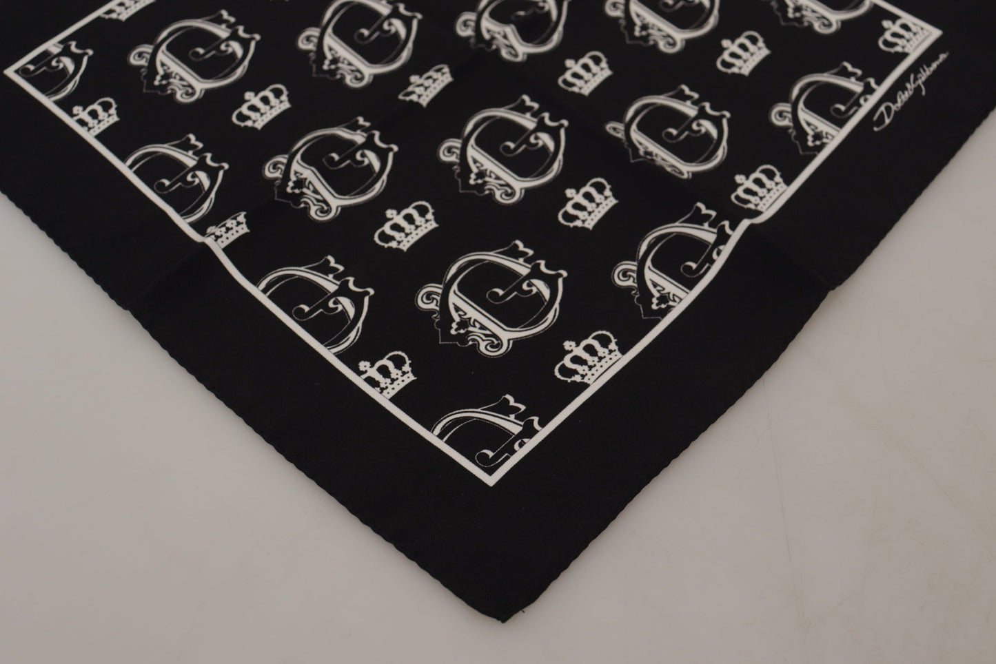 Dolce & Gabbana Black DG Crown Print Square Fazzolefief