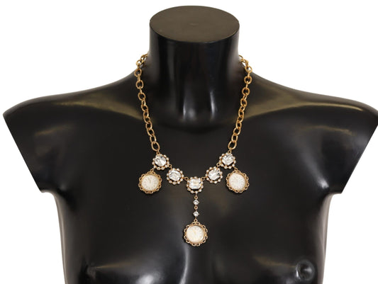 Dolce & Gabbana Gold Clock Crystal Chain Collana
