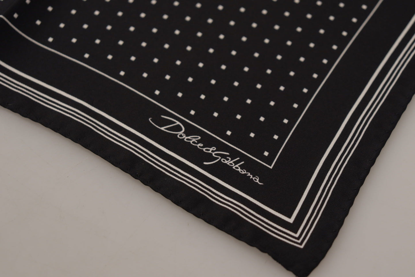 Dolce & Gabbana Black Polka Dots DG Logo Square Fazzolefief