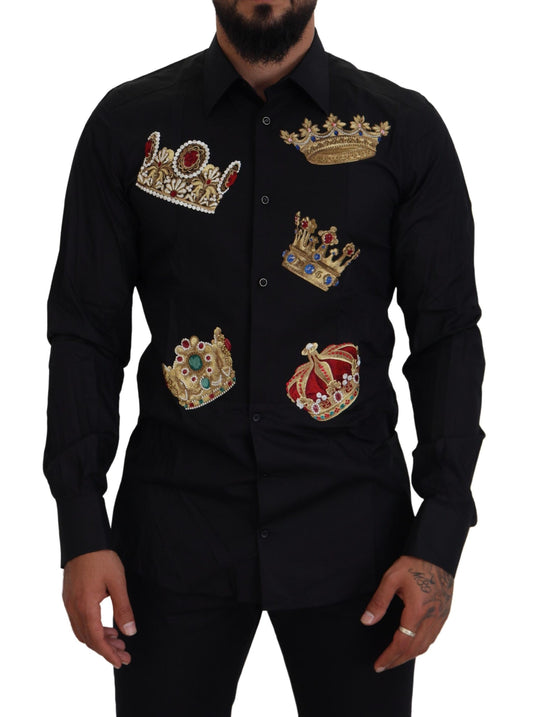 Dolce & Gabbana Black Gold Crown Slim Fit Shirt Filmal