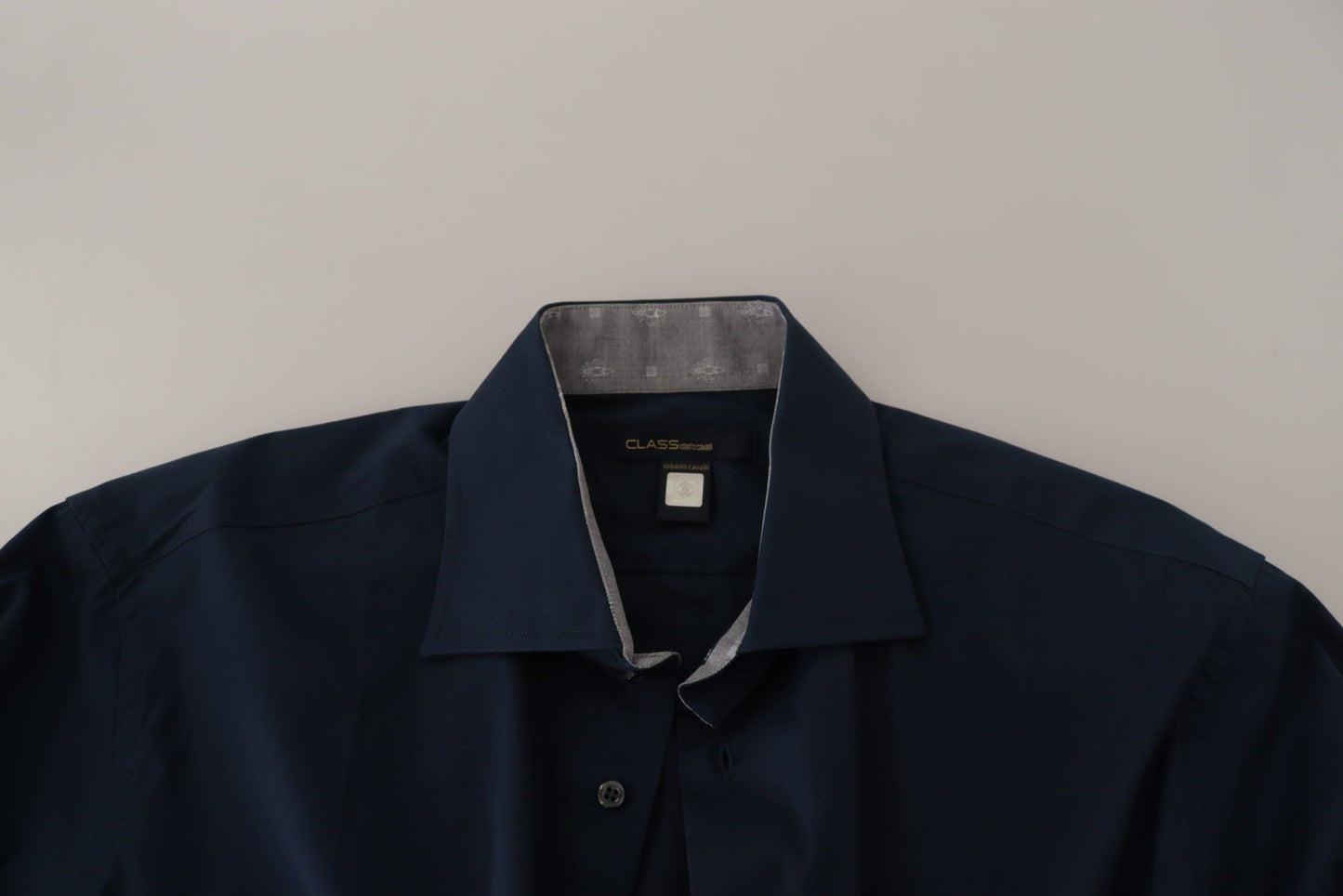 Camicia formale in cotone blu Roberto Cavalli