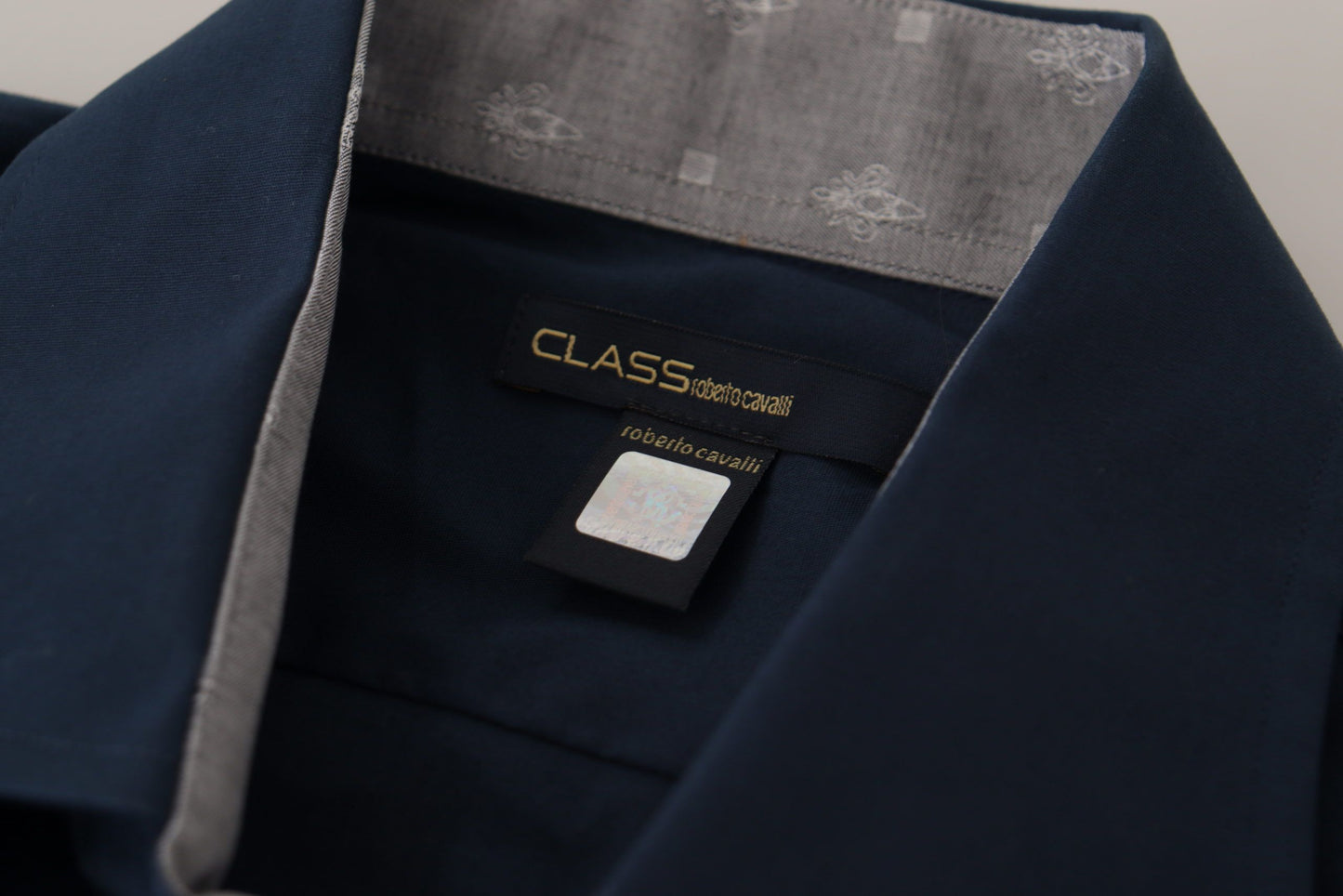 Camicia formale in cotone blu Roberto Cavalli